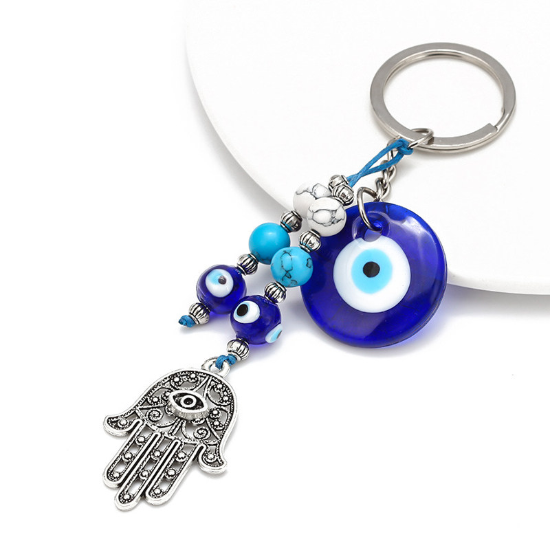 2021 Turkish Evil Eye Keychains Lucky Blue Eye Fatima Hand