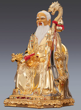 台湾鎏金纯铜月老神像月老星君佛像求姻缘牵红线红娘月下老人摆件