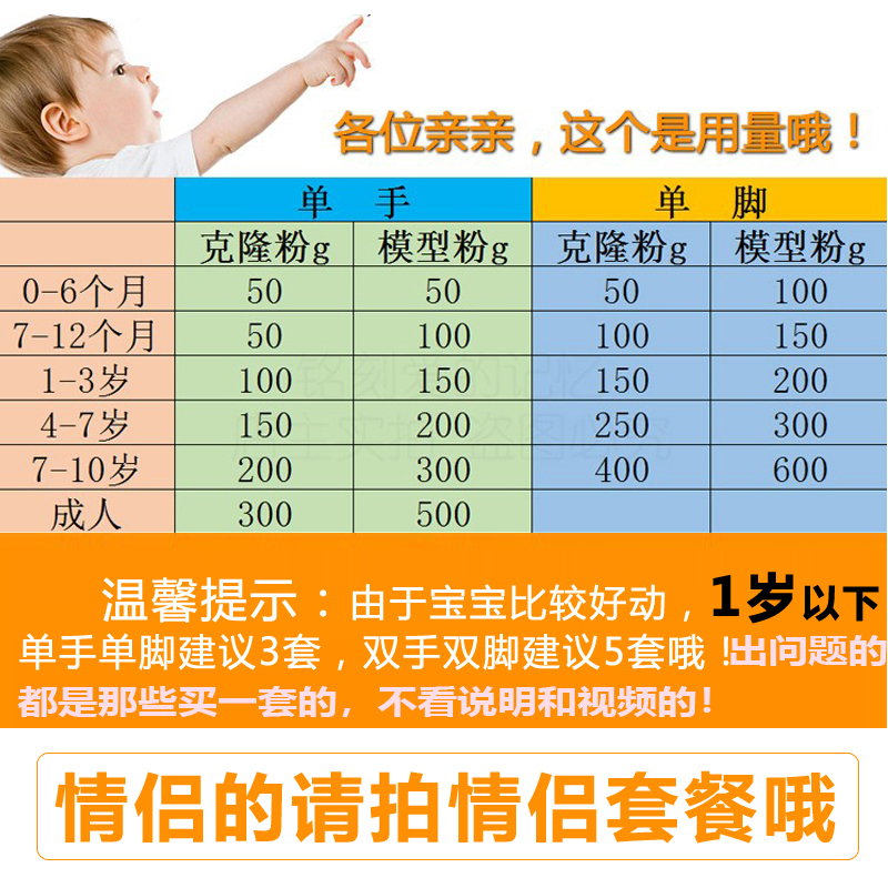 宝宝满月手足印泥婴儿手模脚模克隆粉3d立体diy礼物纪念脚印手脚