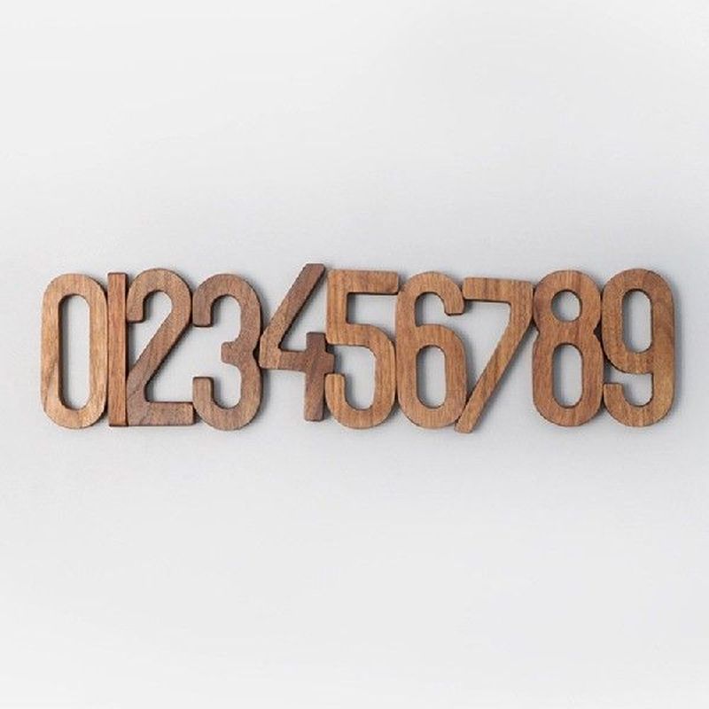 Walnut Number Decorative Numeral Combination Wall