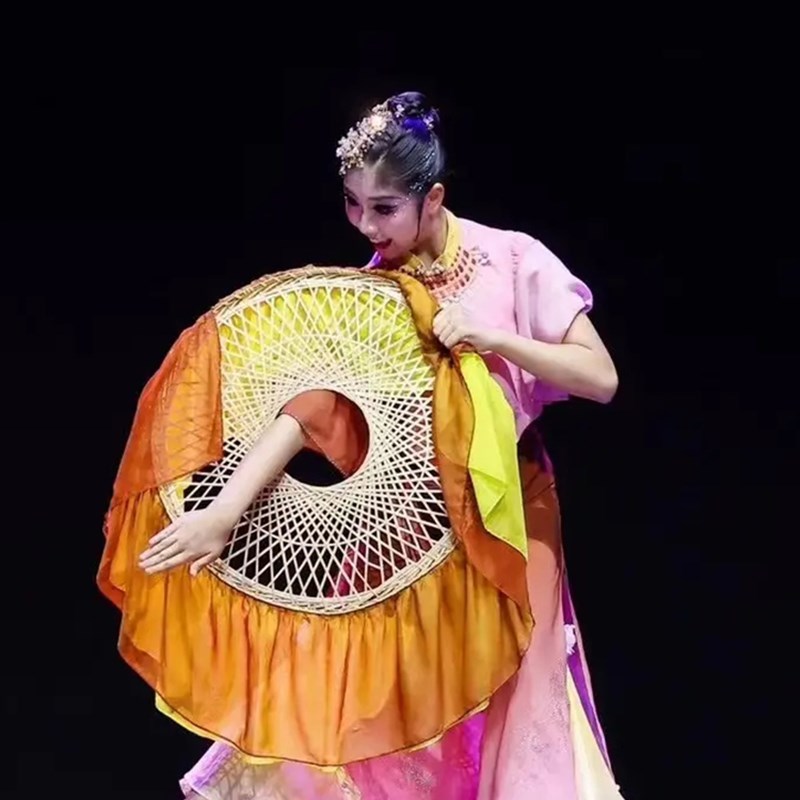 耕舞蹈道具斗笠带纱民族民间舞女子独舞艺考剧目表演专用手工定制