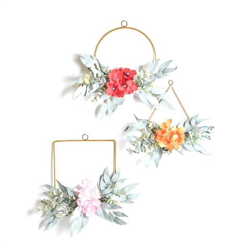 3 Sets Hoop Wreath Round Fake Eucalyptus Vine Wreath For