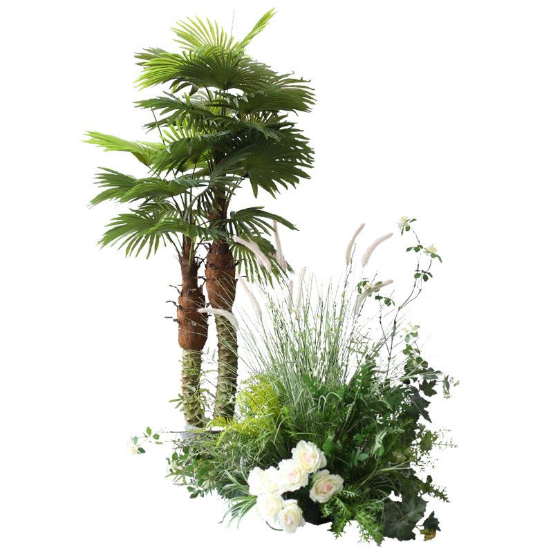 仿真植物插花狗尾草花丛造景落地摆件假绿植大型扇葵盆栽芦苇景观