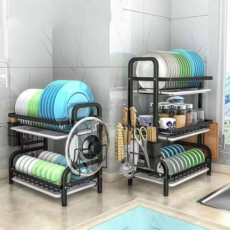 厨房置物架新款碗碟架沥水架多功能碗碟收纳架碗盘晾放碗筷收纳盒