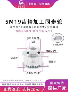 精加工带台同步轮5M19齿 BF型皮带轮带轮 齿外径29.09 槽宽27