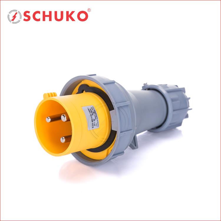 110V-130V 4H黄色3芯63A工业插头插座连接器I P67公母插头 SCHUKO