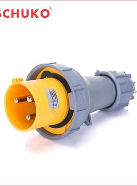 110V-130V 4H黄色3芯63A工业插头插座连接器I P67公母插头 SCHUKO