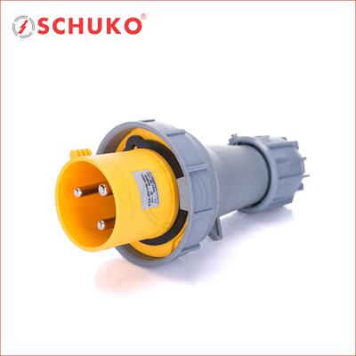 110V-130V 4H黄色3芯63A工业插头插座连接器I P67公母插头 SCHUKO