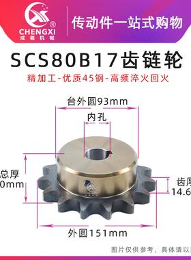 SCS高品质成型孔链轮8分 80B17齿 16A17T外径151精车内孔键槽顶丝