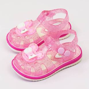 洞洞鞋 儿童宝宝女宝包头夏款 女孩透明塑料水晶公主凉鞋 女童果冻鞋