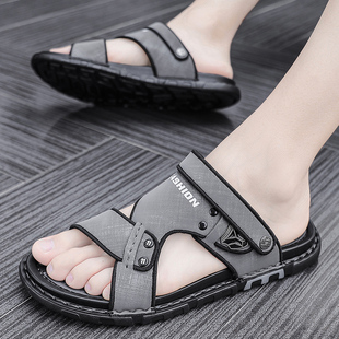 Men Genuine Leather Sandals Summer Classic Shoes Slippers So