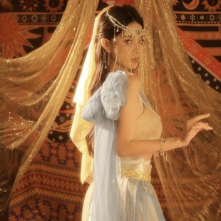 敦煌头饰飞天配饰异域风情西域公主古风面帘旅游拍照大漠写真发饰