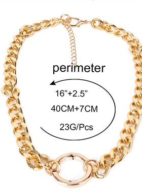 极速欧美个性配饰 网红金色链条圆圈拼接女式项链女 necklace 123