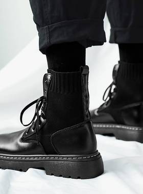 2020 Leather sock MenAnkle Boots Men Shoes for mens Sneak