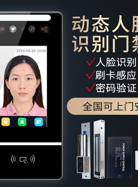人脸识别门禁系统一体机玻璃门电磁锁密码刷卡面部刷脸电控锁套装