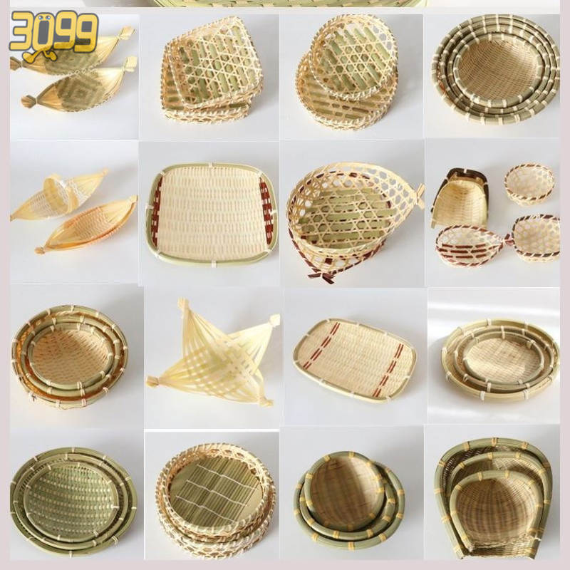 竹编制品工艺品手工编织收纳筐水果篮子家用簸箕竹匾果盘竹篓藤编