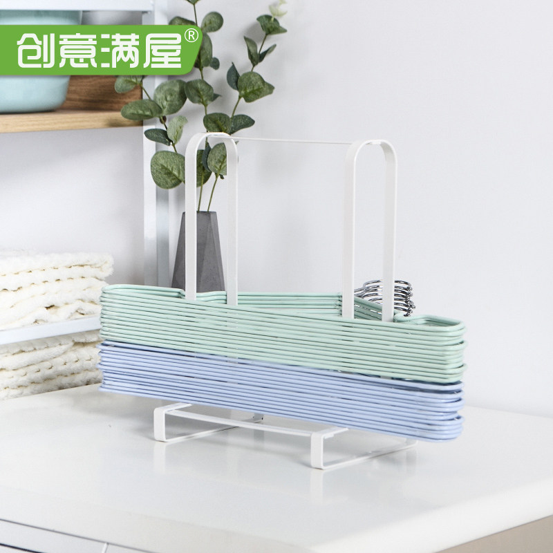 衣架收纳层架神器阳台装衣架置物架整理筐存放盒落地晾衣挂夹子收图片