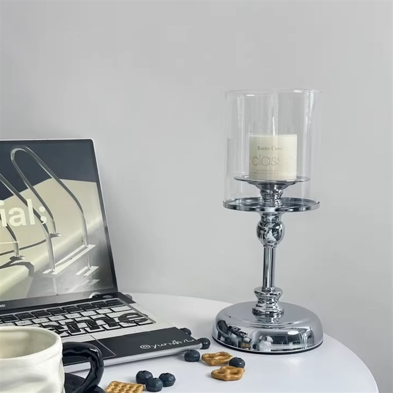 速发高级氛围感玻道景台香薰托台摆件烛光晚餐拍照璃具场烛布置