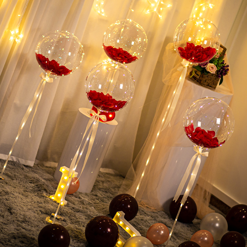 速发透明波波球气婚订婚布置结婚结球装饰场景柱立发光花束气球
