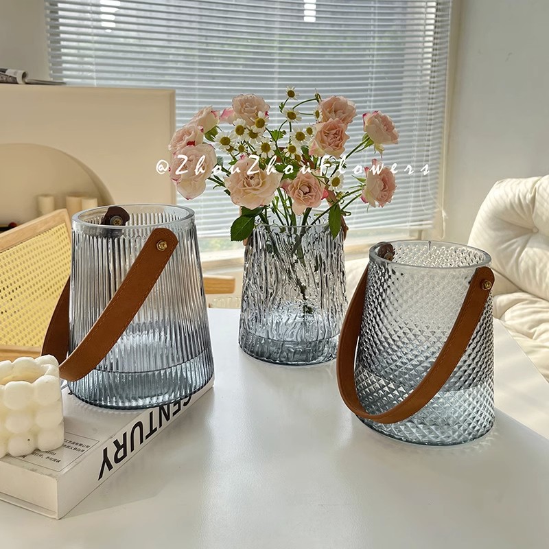 速发玻璃花瓶号璃插花瓶摆件富贵竹玻培大水水培植物简约装饰