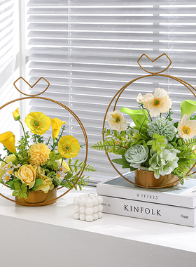 速发花篮件摆花厅玄关酒柜轻奢家居装饰品餐桌插客艺假花