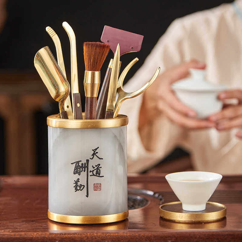 茶道六君子套装功夫茶具配件6君子用大全茶刀工具茶夹黑檀铜木