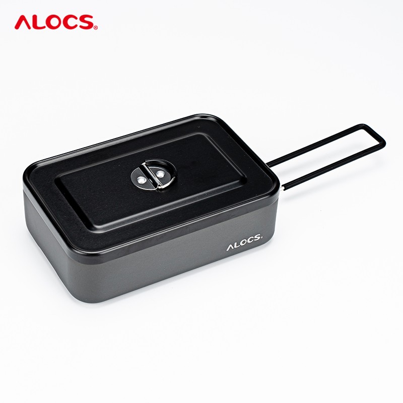 Alocs/爱路客户外便携双层耐用郊游轻量铝合金饭盒蒸煮便当盒餐盒