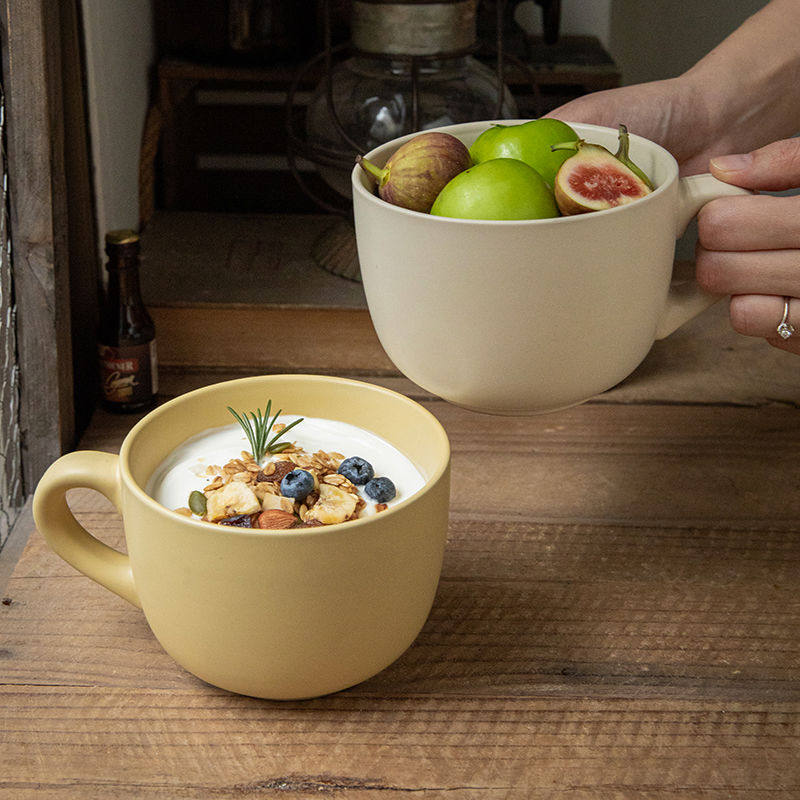 巷子尾〖特大号燕麦杯〗800ml陶瓷早餐杯简约纯色马克杯大号杯子