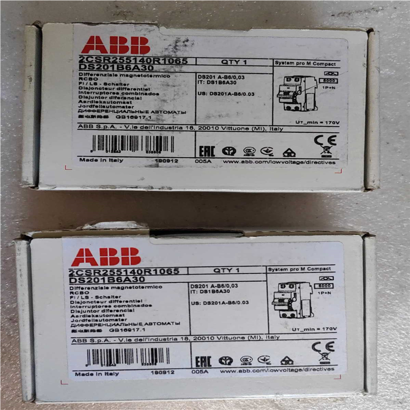 ABB剩余电流动作断路器 ：DS201A-B06/0,03(崽崽