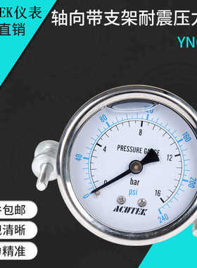 耐震压力表 ACUTEK 原装出口 YN60Z 支架 16bar G1/4B 充油压力表