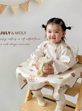 JulyMoly宝宝罩衣全身一体式反穿衣儿童吃饭防水防脏神器婴儿饭兜