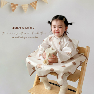 JulyMoly宝宝罩衣全身一体式反穿衣儿童吃饭防水防脏神器婴儿饭兜