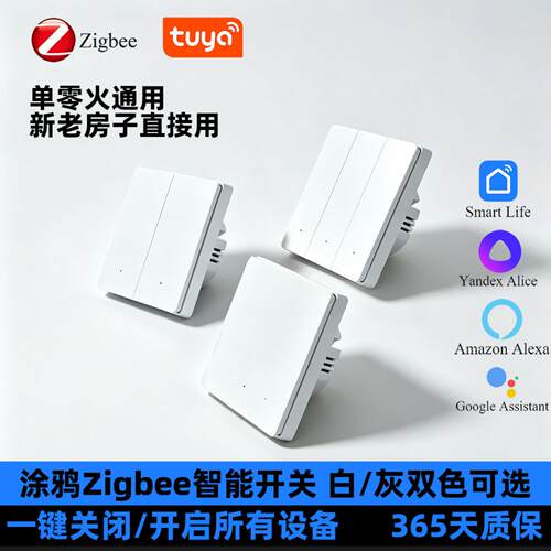 涂鸦Zigbee智能墙壁开关欧规86型