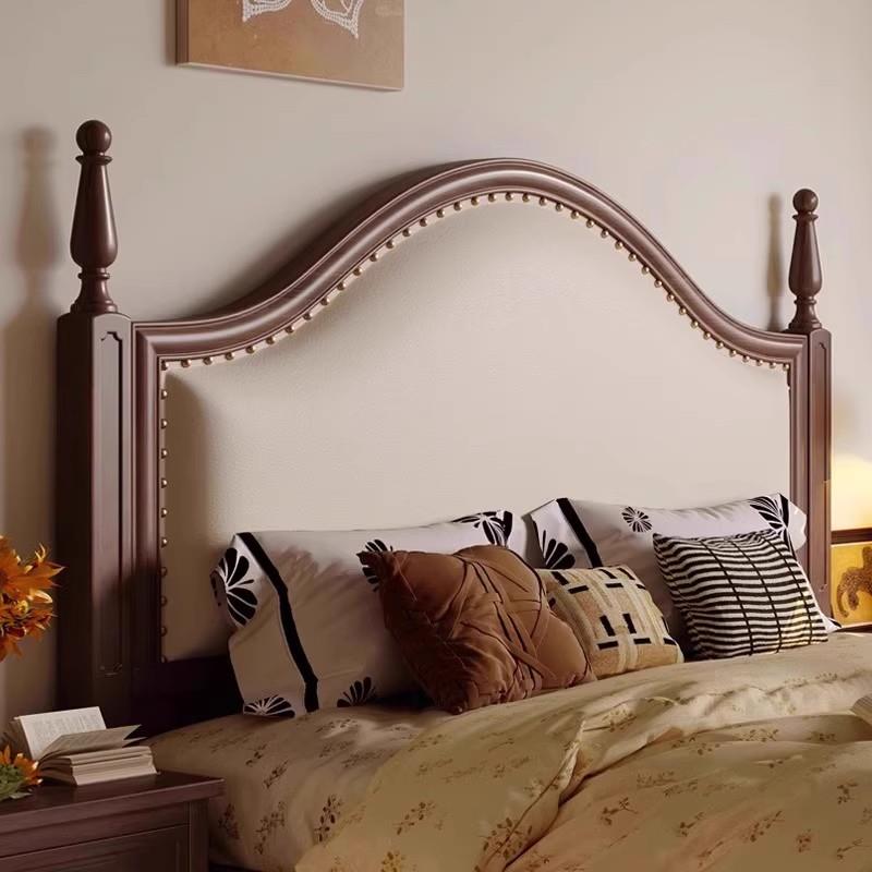 美式复古实木床软包法式床卧室1.8m主卧双人真皮软靠1.5m中古风床