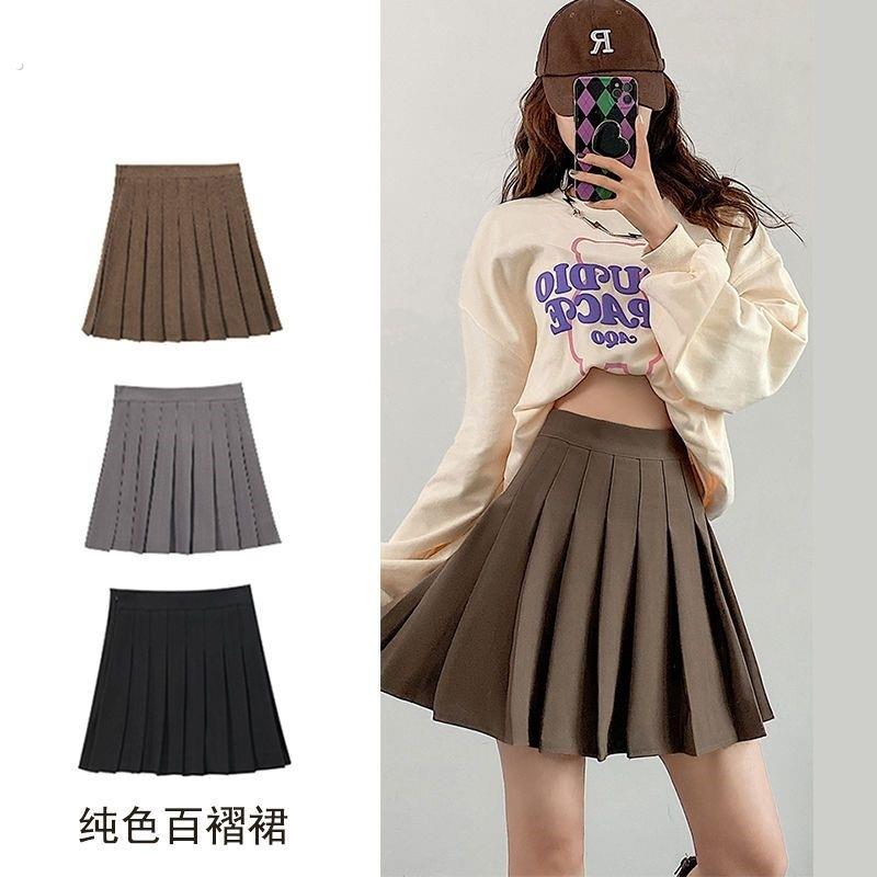 百褶裙没内衬无打底松紧高腰走光小短裙不带安全裤性感女半身裙子