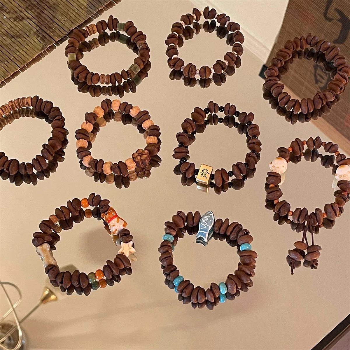 真咖啡豆很醒脑 手作款串珠百搭男款手串女生小众设计手链情侣款