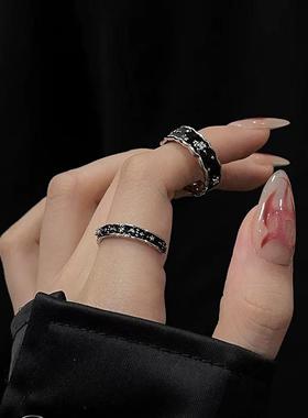 ACC 小众设计冷淡风情侣对戒开口可调高级感暗黑色星星戒指男指环