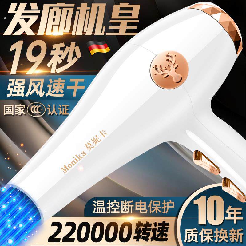 德国发型师吹风机3000发廊大功率家用强风冷热风蓝光负离子护发静