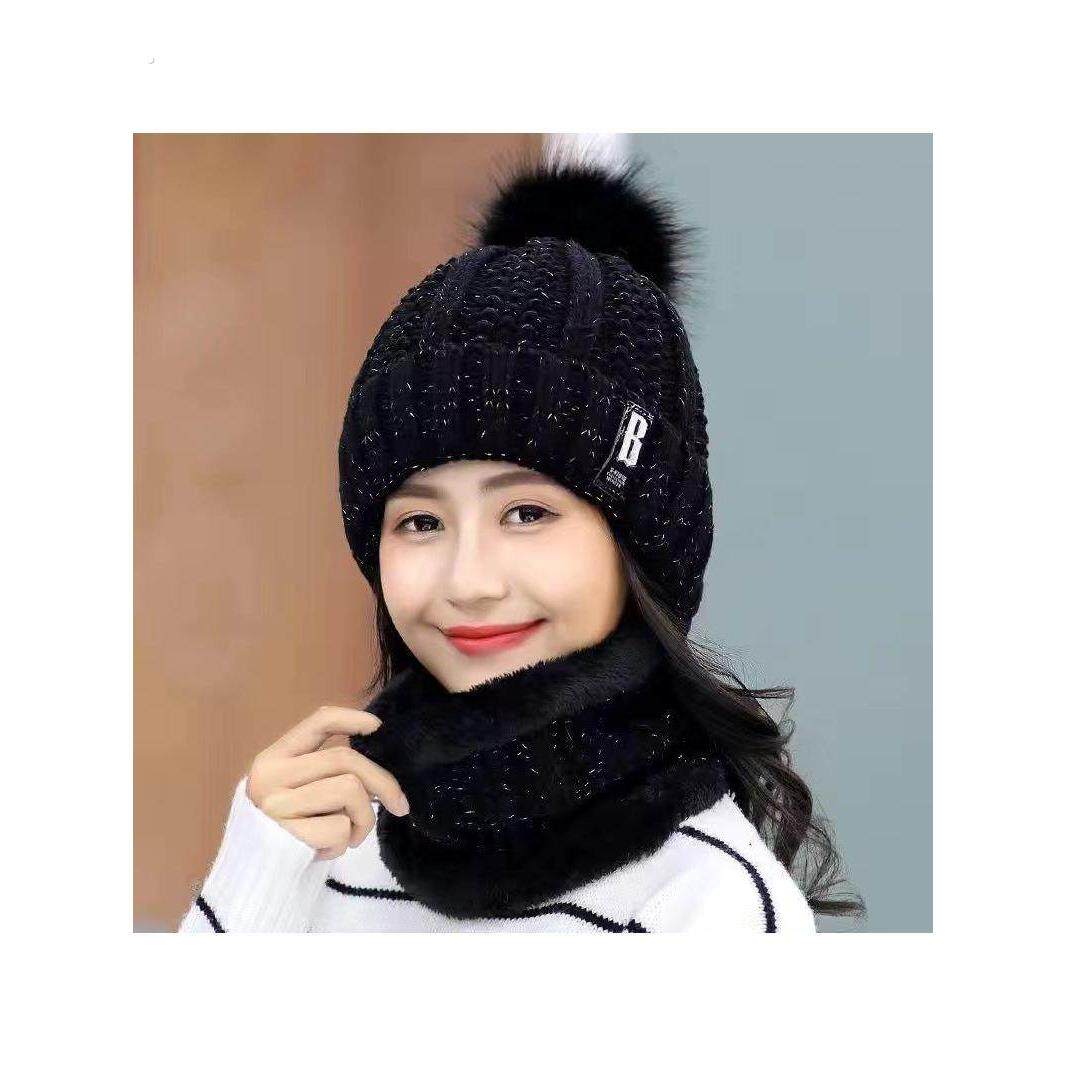 帽子女款冬天时尚洋气保暖护耳针织帽妈妈毛线帽女士冬季防寒骑车