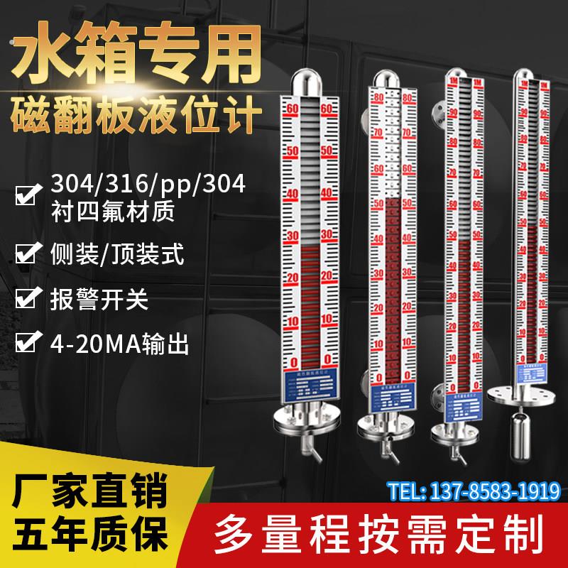 水箱液位计不锈钢高精度浮子双色磁耦合液位计带远传磁翻板液位仪