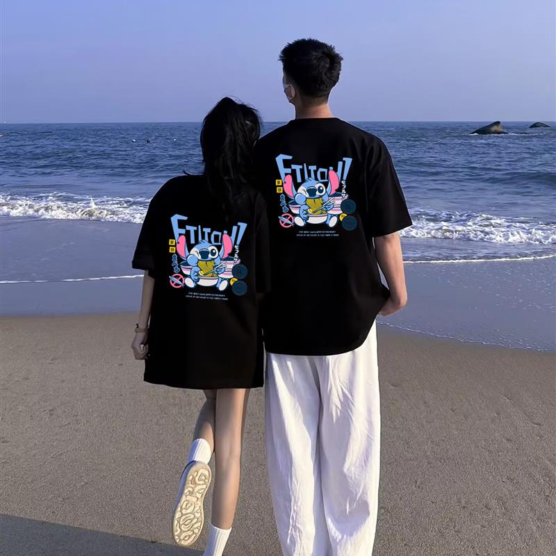 特别的史迪仔情侣装恤夏装季2026新款不一样大码高级感网红短袖
