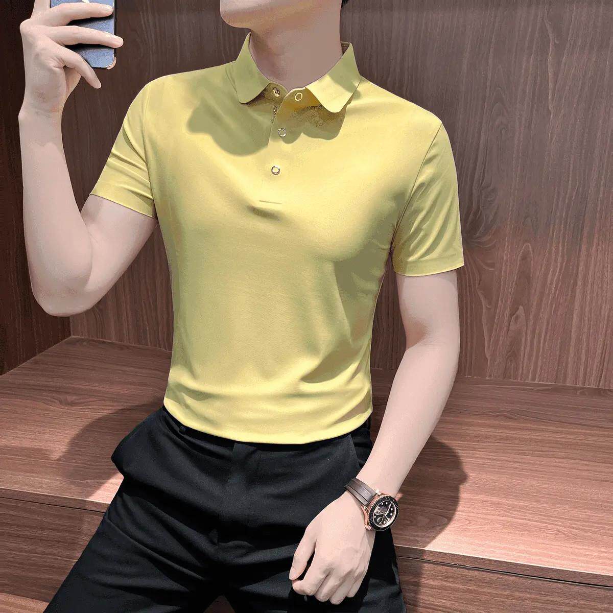 少棋个体店3纯色冰丝男士polo衫商务休闲痞帅男装凉感男款短袖t恤
