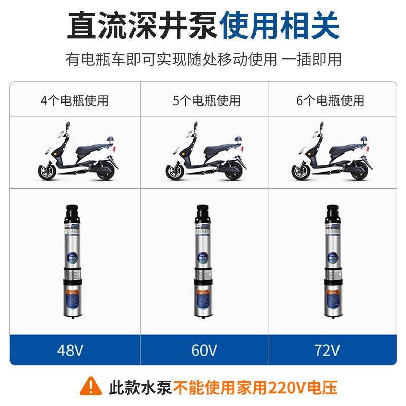 新款深井泵直流潜水泵家用48V60V72V电动车抽水泵高扬程包邮