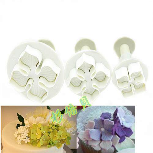 DIY烘焙3件套装绣球花弹簧翻糖压花印花模 糖花模具 饼干切模