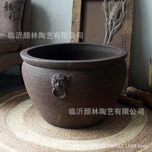 紫砂大缸花盆水养盆庭院大缸透气盆陶缸陶盆大盆大口径花盆土陶盆