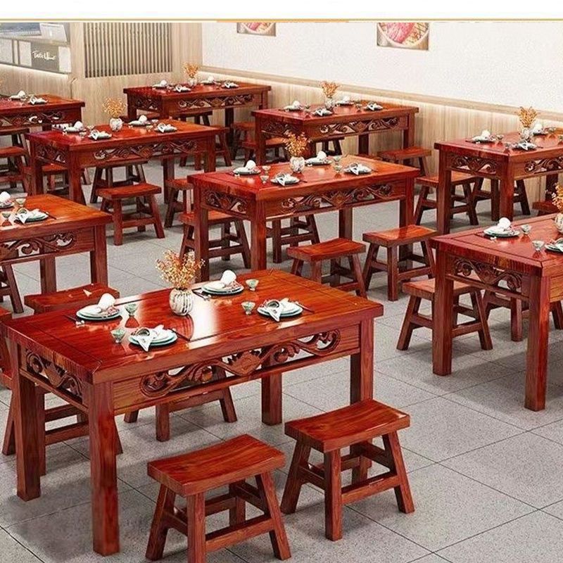 实木复古碳化火锅烧烤桌椅组合