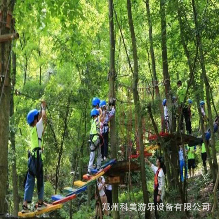 湖北黄石户外高空吊桥项目森林探险团建游乐设备无动力闯关