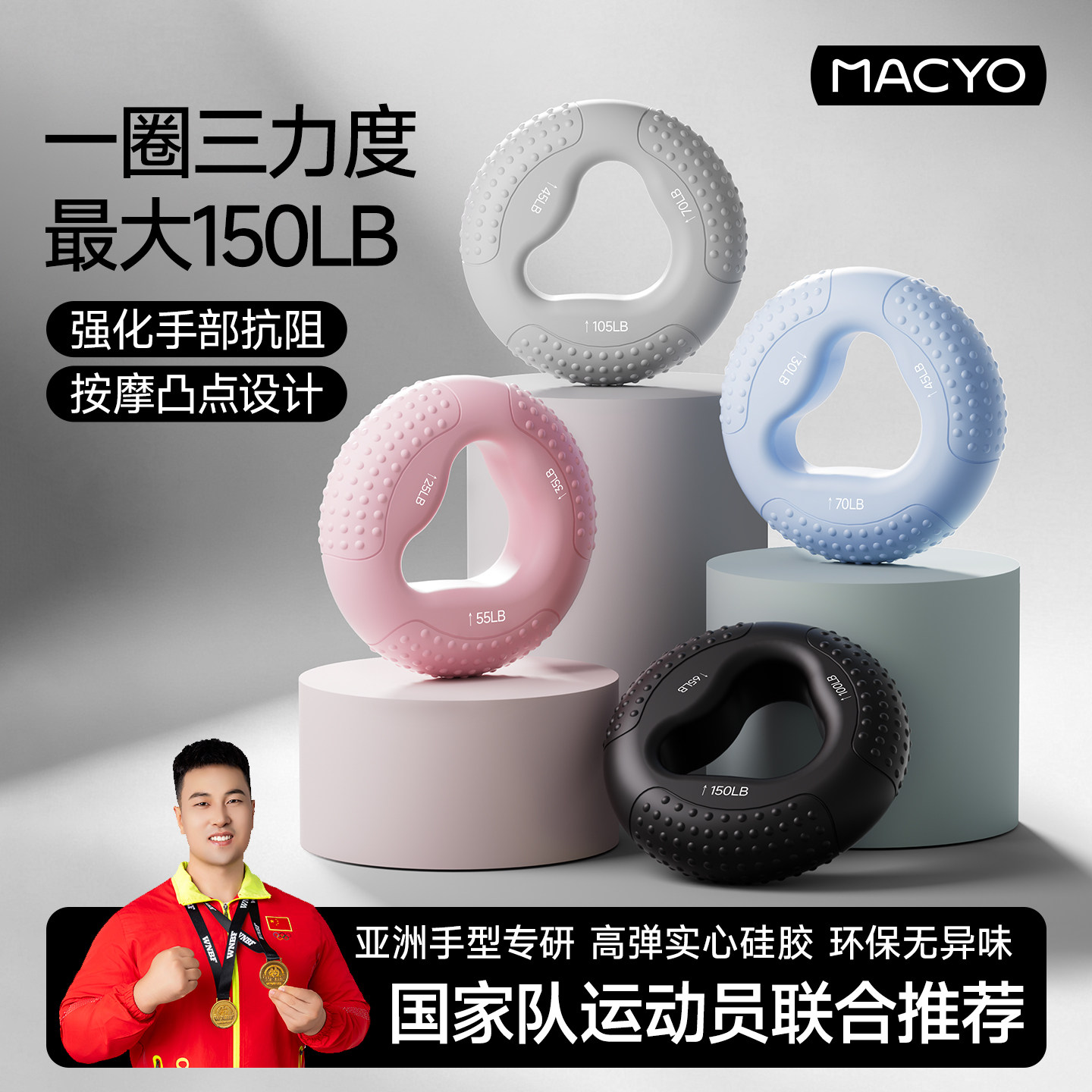 硅胶握力圈握力器三力度手握训练器抗阻训练器材指力训练器男女