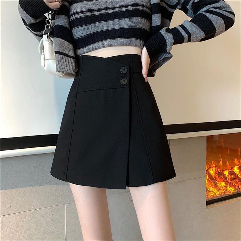 阔腿裤裙女 2025春夏款高腰短裤西装A字裙假两件前裙后裤半身裙裤