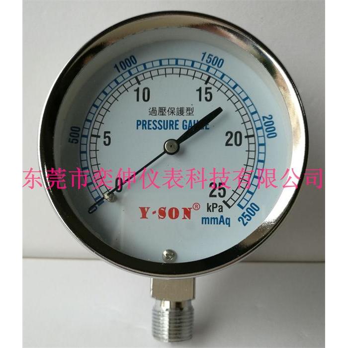 75mm径向微压表，0-2500MMH2O膜盒压力表，25KPA风压力表，水柱表